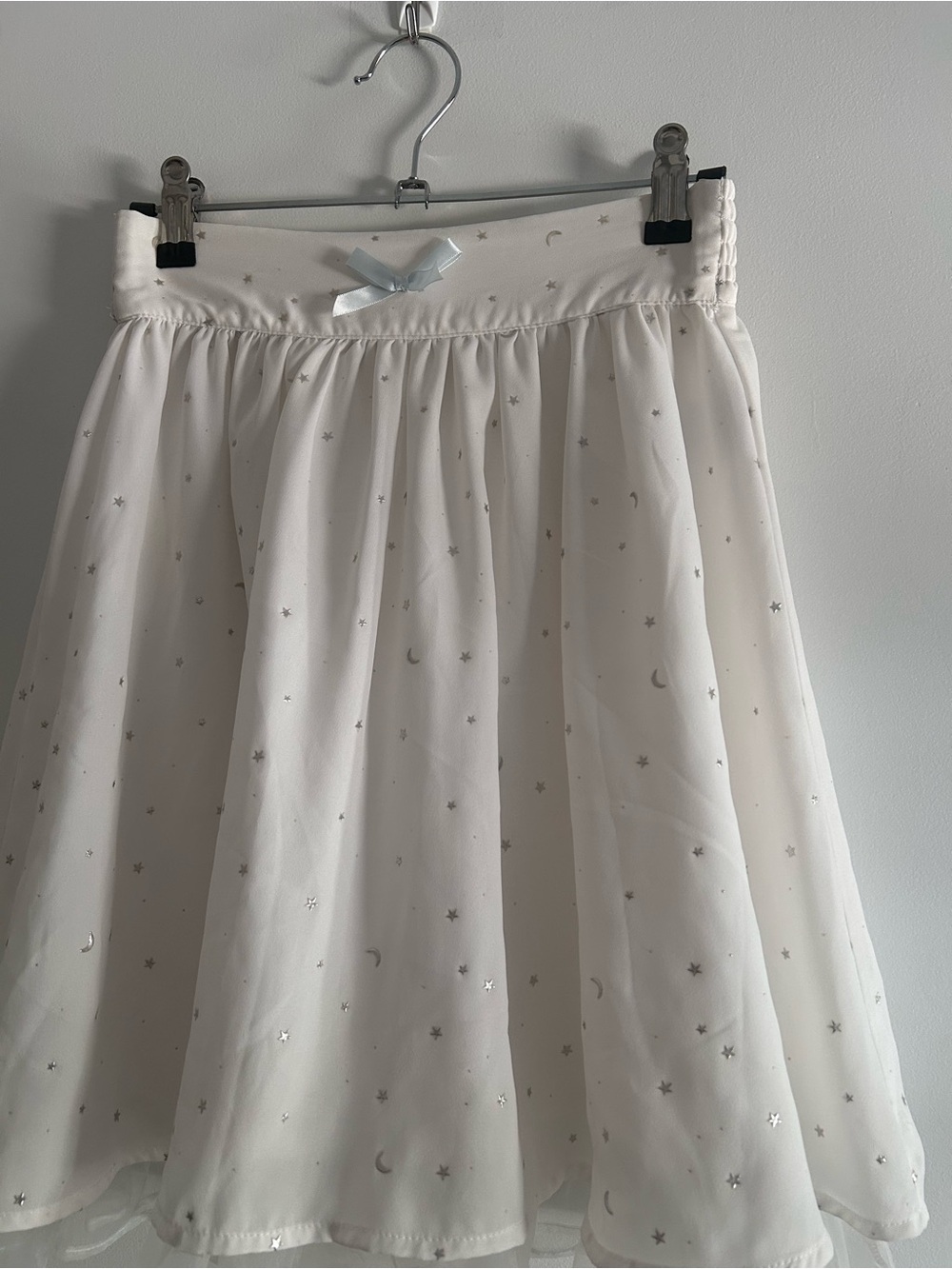 Ank Rouge White Star & Moon Blue Bow Flowy A-Line Skirt - Picture 2 of 7